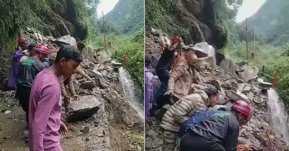केदारनाथ पैदल मार्ग पर बड़ा भूस्खलन, 8 घंटे की मशक्कत के बाद छौड़ी में बहाल हुई यात्रा